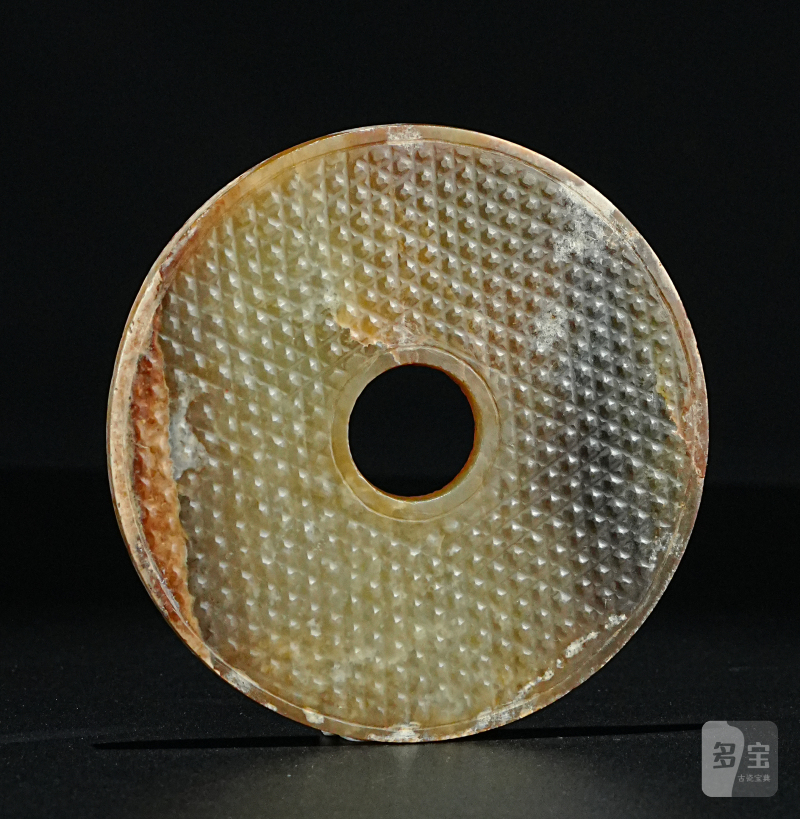 明 蒲纹红沁玉璧